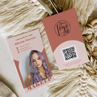 Tarjeta De Visita Moderna maquillaje boho foto código qr logo