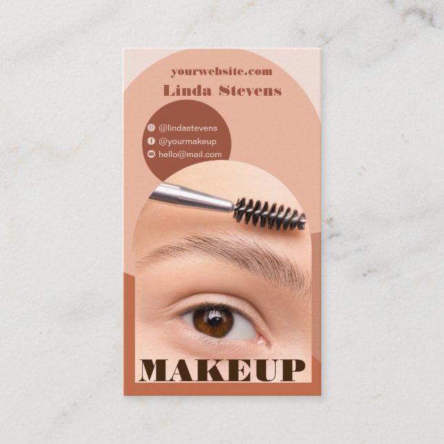 Tarjeta De Visita Moderna maquillaje boho foto código qr logo (Anverso)