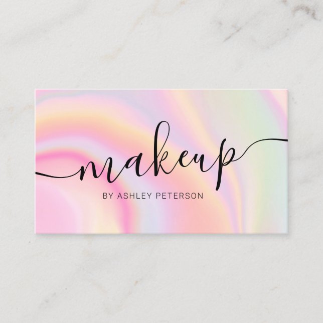 Tarjeta De Visita Moderna maquillaje de escritura de mármol unicorni (Anverso)