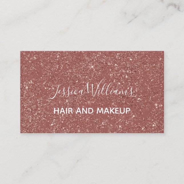 Tarjeta De Visita Moderna maquillaje de pelo de Rosa dorado Purpurin (Anverso)