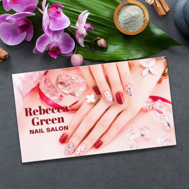 Tarjeta De Visita Moderna maquillaje manicura nails salón de uñas (Modern beauty makeup manicure nails nail salon business card)