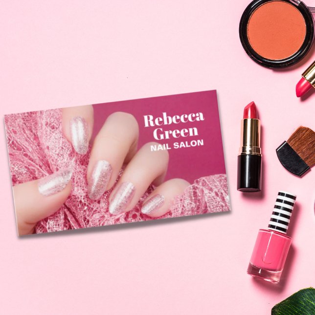 Tarjeta De Visita Moderna maquillaje manicura nails salón de uñas (Subido por el creador)