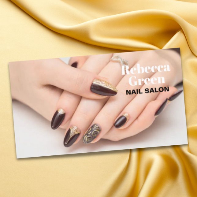 Tarjeta De Visita Moderna maquillaje manicura nails salón de uñas (Modern beauty makeup manicure nails nail salon business card)