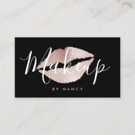 Tarjeta De Visita Moderna maquillaje Tipografía Rosa Purpurina de or