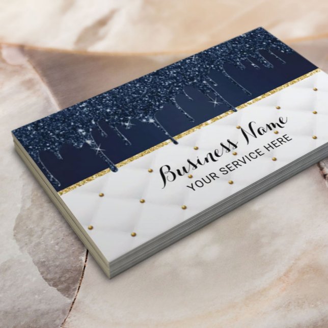 Tarjeta De Visita Moderna marina gotea lujoso azul y blanco (Subido por el creador)