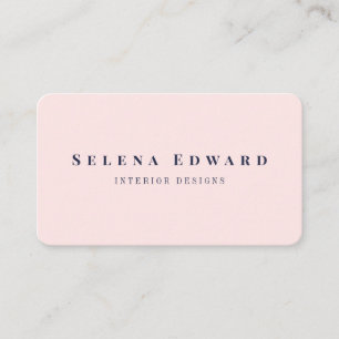 Tarjeta De Visita Moderna marina Minimalista simple azul Rubor rosa