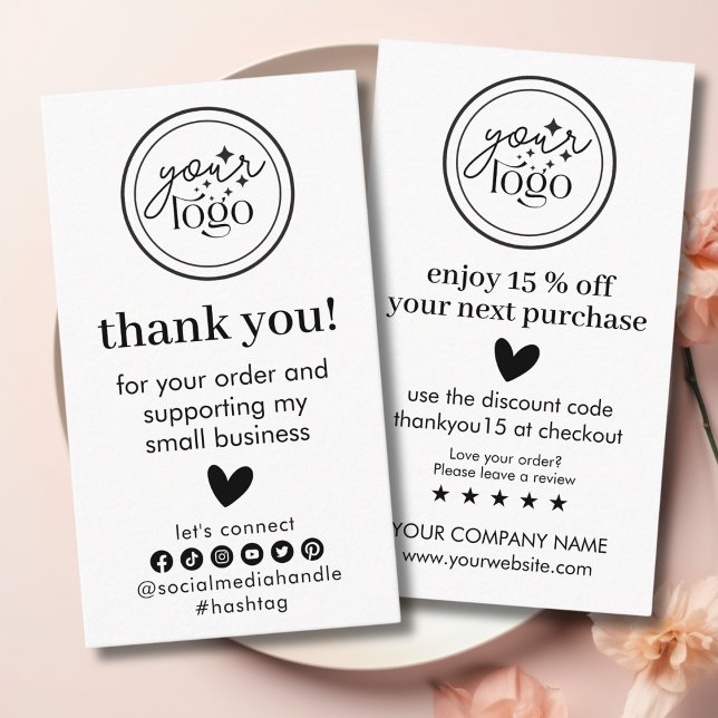 Tarjeta De Visita Moderna Mínima Empresa Gracias Por Pedir Insertar (Modern Minimal Business Thank You insert)