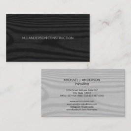 Tarjeta De Visita Moderna Mínima Faux Wood Elegante Negro y Blanco
