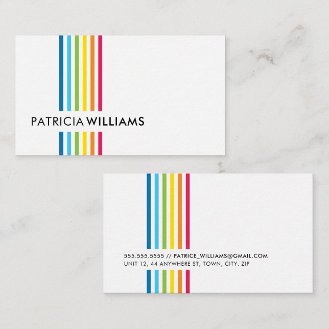 Tarjeta De Visita MODERNA MINIMAL colorido rainbow stripe (Anverso / Reverso)