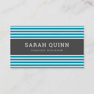 Tarjeta De Visita MODERNA MINIMAL STRIPE aqua azul gris oscuro blanc
