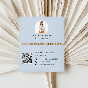 Tarjeta De Visita Moderna, minimalista y elegante foto en arco azul