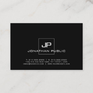 Tarjeta De Visita Moderna Moda blanca monogramada profesional