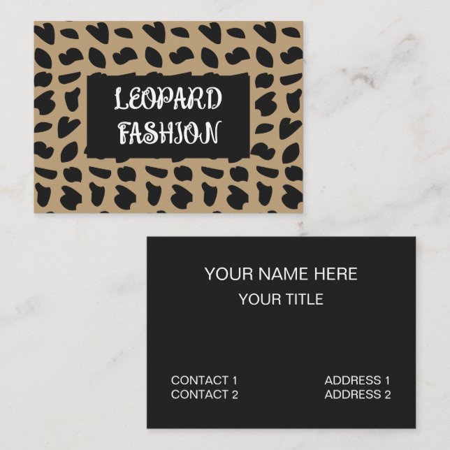 Tarjeta De Visita Moderna Moda de Leopardo Patrón de Leopardo (Anverso / Reverso)