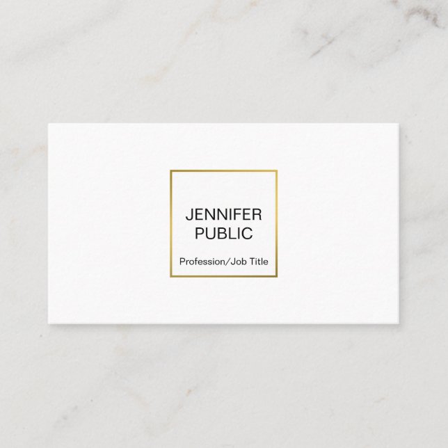 Tarjeta De Visita Moderna Moda de oro blanco elegante profesional si (Anverso)