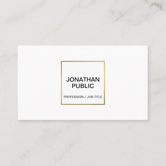 Tarjeta De Visita Moderna Moda de oro blanco elegante profesional si (Anverso)