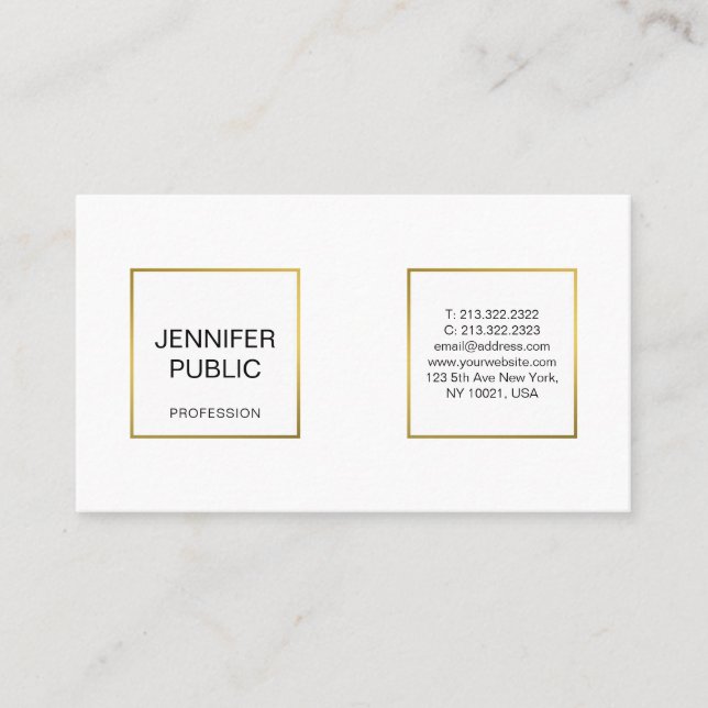Tarjeta De Visita Moderna Moda de oro blanco elegante profesional si (Anverso)