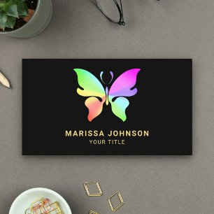 Tarjeta De Visita Moderna Moda elegante mariposa arcoiris colorida