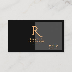 Tarjeta De Visita Moderna moda elegante profesional negro y dorado