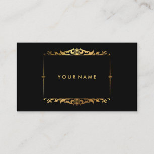Tarjeta De Visita Moderna moda elegante profesional negro y dorado