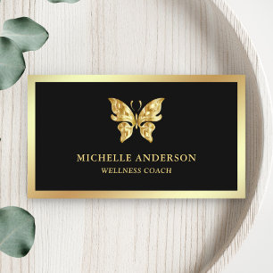 Tarjeta De Visita Moderna Moda elegante Relieve metalizado dorado ne