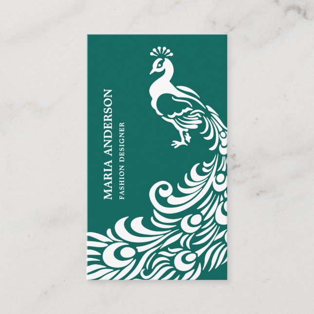 Tarjeta De Visita Moderna Moda elegante Verde azulada y pavo real bl (Anverso)