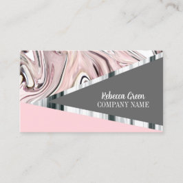 Tarjeta De Visita Moderna Moda Giratoria Elegante Gris Rosa Belleza 