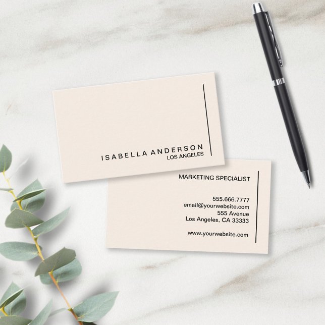 Tarjeta De Visita Moderna Moda Minimalista Crema Profesional (Subido por el creador)