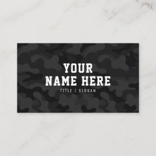 Tarjeta De Visita Moderna moda moda diseño de patrones de camo negro