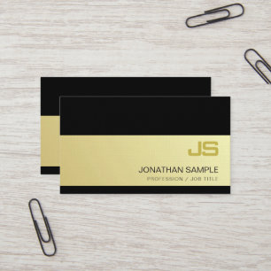 Tarjeta De Visita Moderna Moda Monograma Negro Oro Lujo