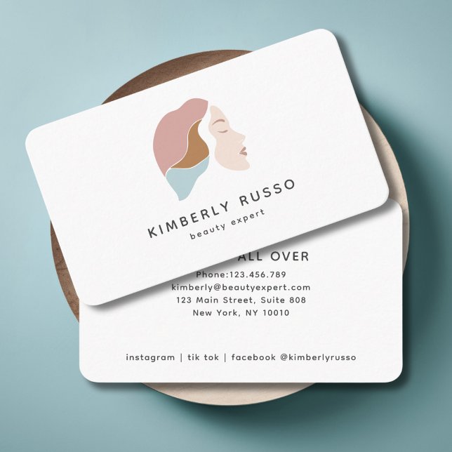 Tarjeta De Visita Moderna, moderna, de moda, de salón, con el logoti (Modern, Trendy, Salon, Women-Logo Business Card.)