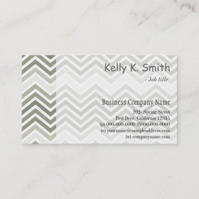 Tarjeta De Visita Moderna, moderna, elegante chevron gris y blanco (Anverso)