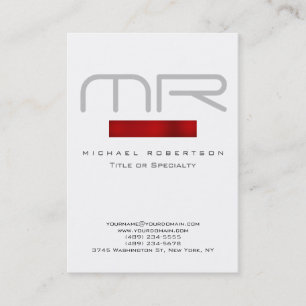 Tarjeta de visita moderna Monograma rojo blanco li