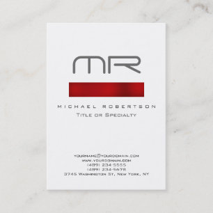 Tarjeta de visita moderna Monograma rojo blanco li