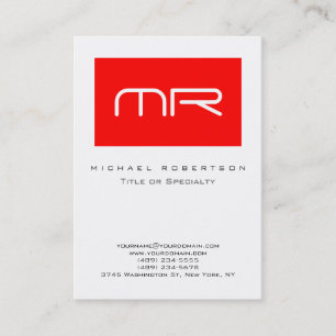 Tarjeta de visita moderna Monograma rojo blanco li