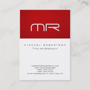 Tarjeta de visita moderna Monograma rojo blanco li
