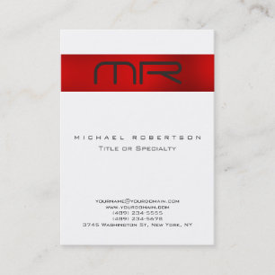 Tarjeta de visita moderna Monograma rojo blanco li