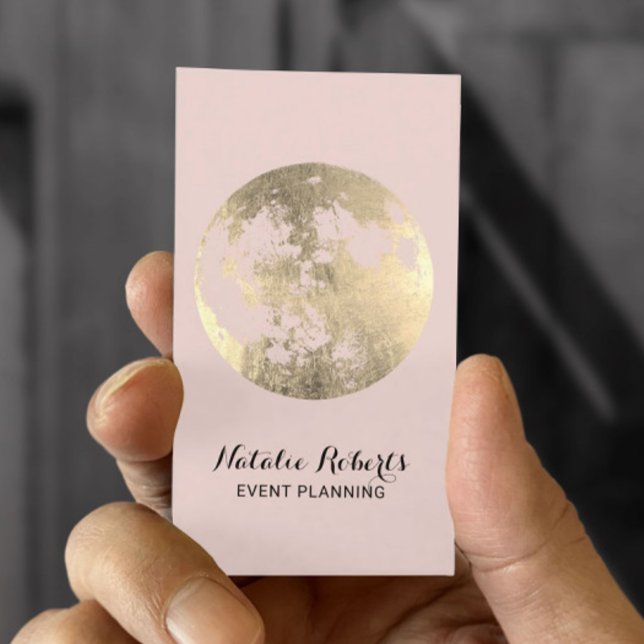 Tarjeta De Visita Moderna Moon Gold Elegant Rubor Pink Event Plannin (Subido por el creador)