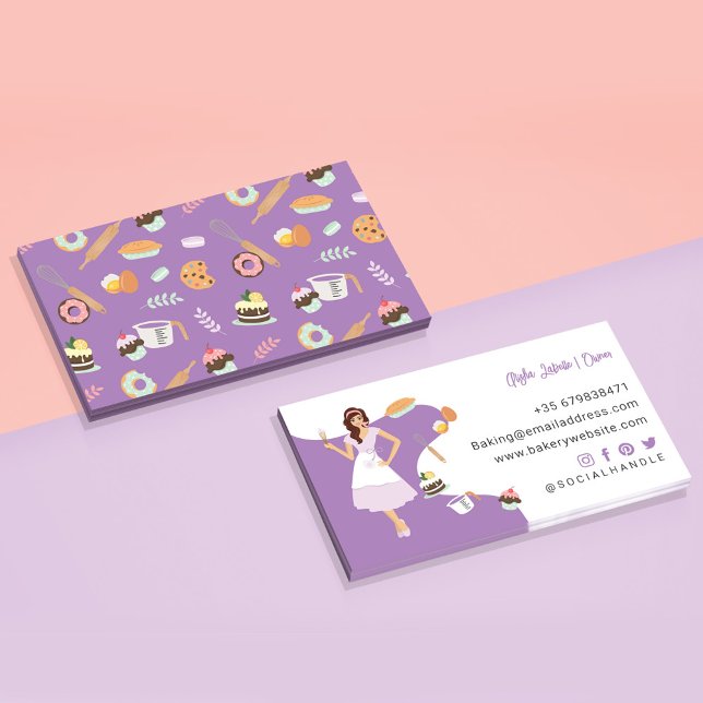 Tarjeta De Visita Moderna mujer Bonito Sweet Bakery Services Purple (Subido por el creador)