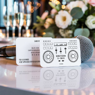 Tarjeta De Visita Moderna música de dj mínima en blanco y negro gira
