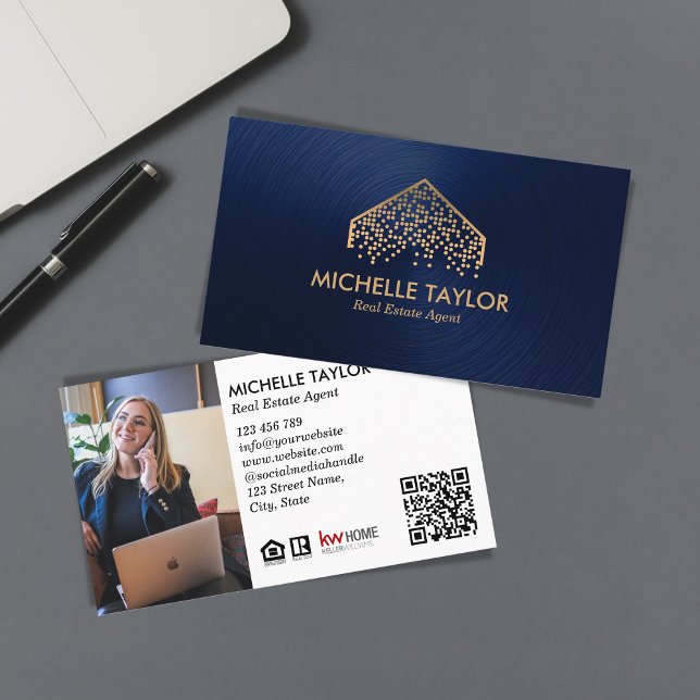 Tarjeta De Visita Moderna Navy Profesional Inmobiliaria Foto Código  (Subido por el creador)