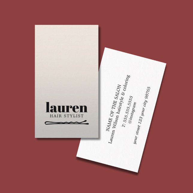 Tarjeta De Visita Moderna negrita Faux Silver Black Bold Bobby Pin H (Subido por el creador)