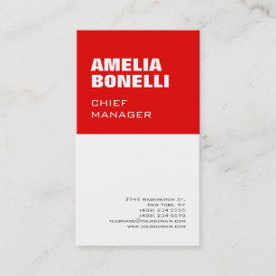 Tarjeta De Visita Moderna negrita Minimalista Profesional Rojo Blanc