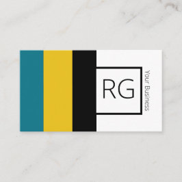 Tarjeta De Visita Moderna negrita Verde azulada Mostaza Monogramada 