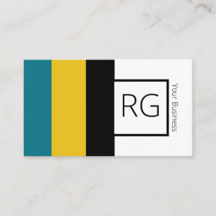 Tarjeta De Visita Moderna negrita Verde azulada Mostaza Monogramada