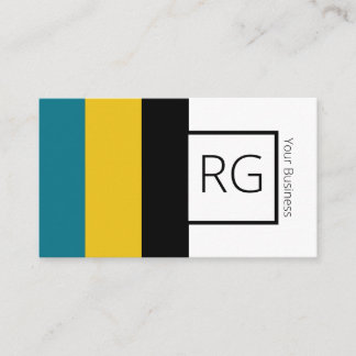 Tarjeta De Visita Moderna negrita Verde azulada Mostaza Monogramada