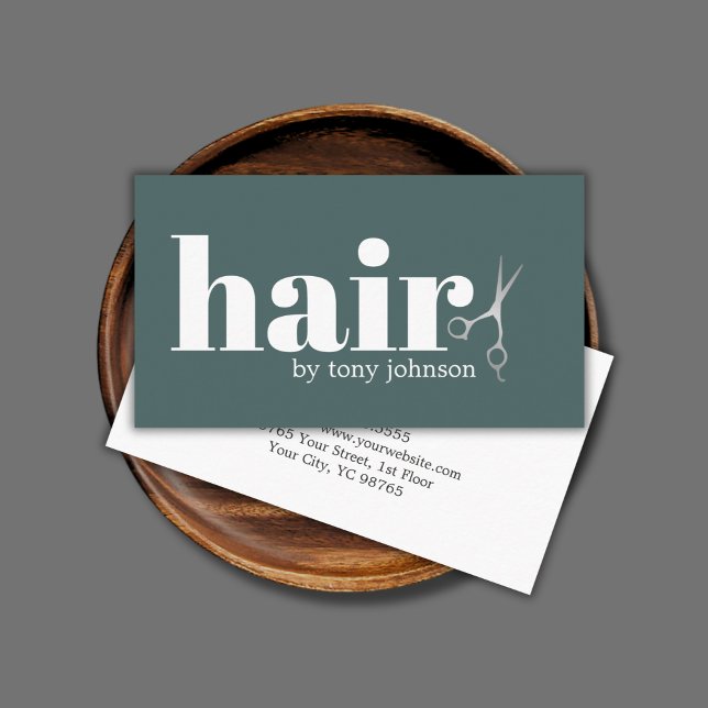 Tarjeta De Visita Moderna negrita Verde Faux Silver Scissors Hairdre (Subido por el creador)
