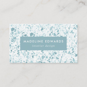 Tarjeta de visita moderna Ocean Blue & White Terra