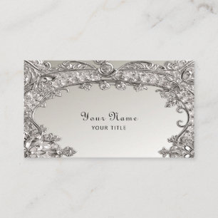 Tarjeta de visita moderna Ornate Silver