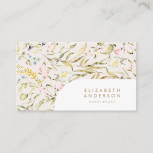Tarjeta De Visita Moderna Pampas Spring Wildflowers Floral Corporate