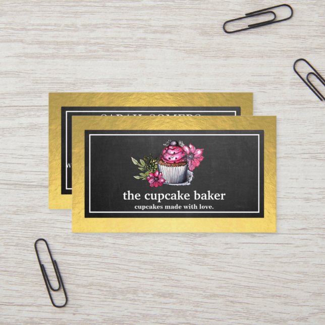 Tarjeta De Visita Moderna pastelería Pastelería Chef Comedor Fronter (Anverso/Reverso In Situ)